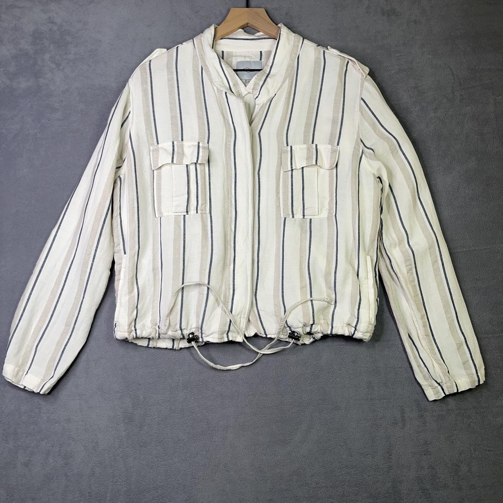 Rails Utility Jacket Cream Striped Coastal Safari Womens Size L‎